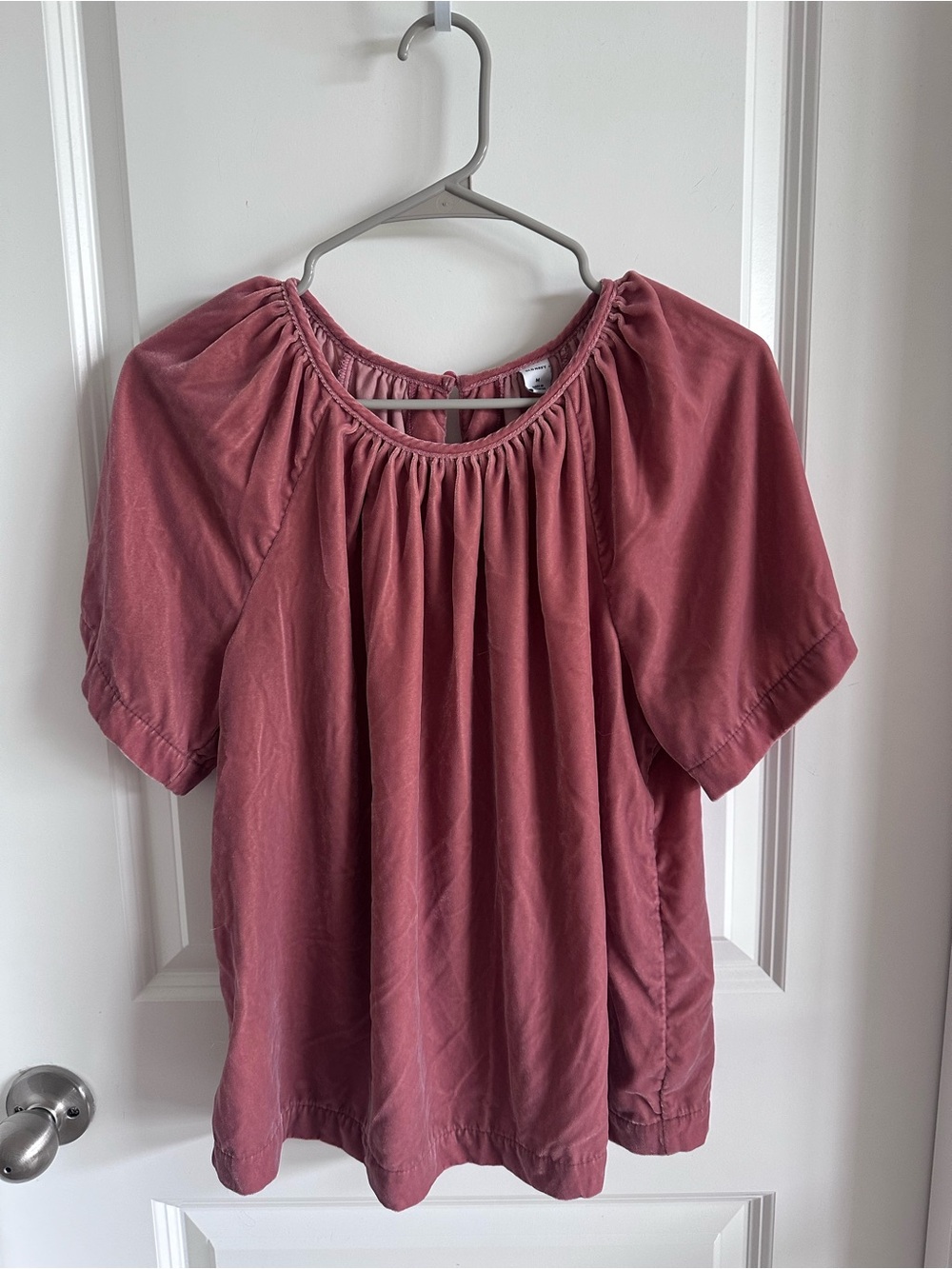 Old Navy Dusty Rose Gathered Short-Sleeve Blouse